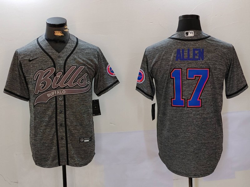Men Buffalo Bills 17 Allen Grey Joint Name 2024 Nike Limited NFL Jersey style 9124